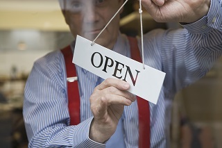 business owner opening shop